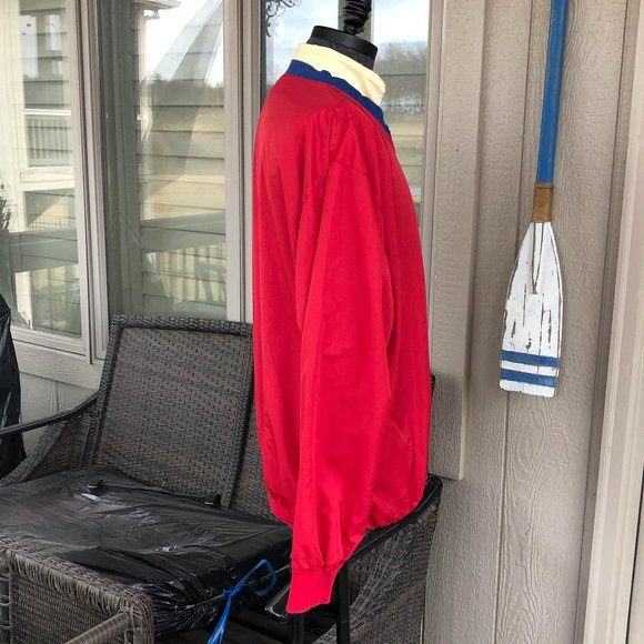 POLO Golf Ralph Lauren Vintage Red V Neck Golf Pull Over Windshirt - Sz LARGE - Picture 7 of 14